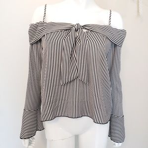Vivace Black White Striped Top